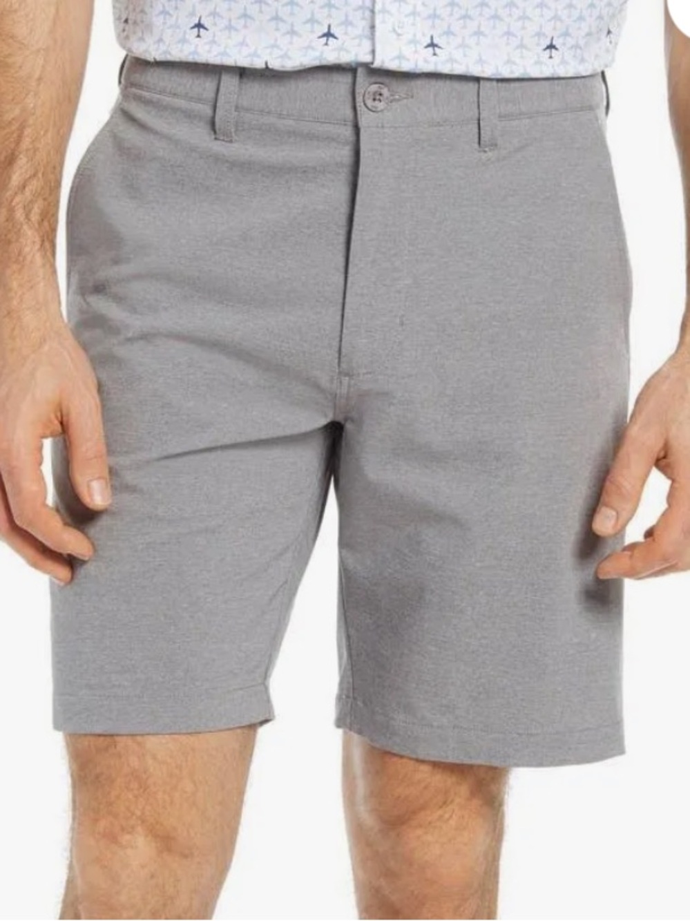 Johnston & Murphy Gray Flat-Front Performance Men's Shorts